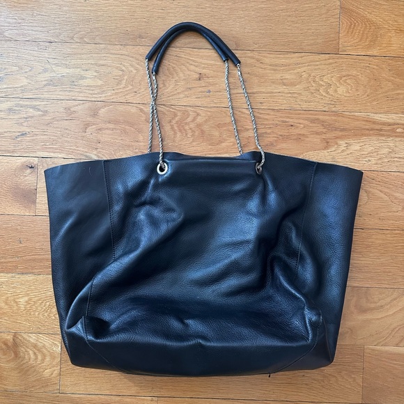 Sezane Black Leather Tote with Chain Handles - Picture 2 of 4